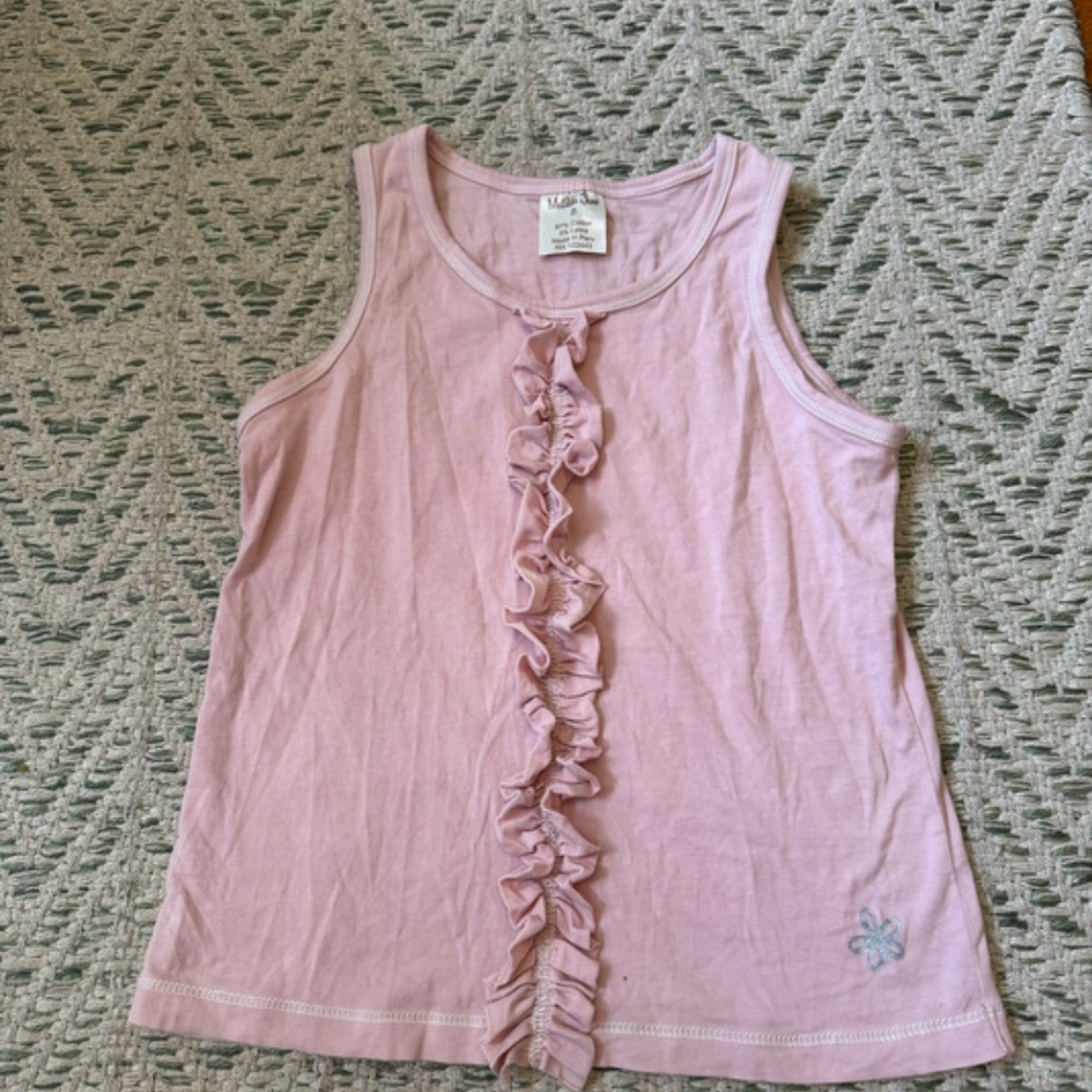 Matilda Jane pink ruffle tank top Girls Size 8